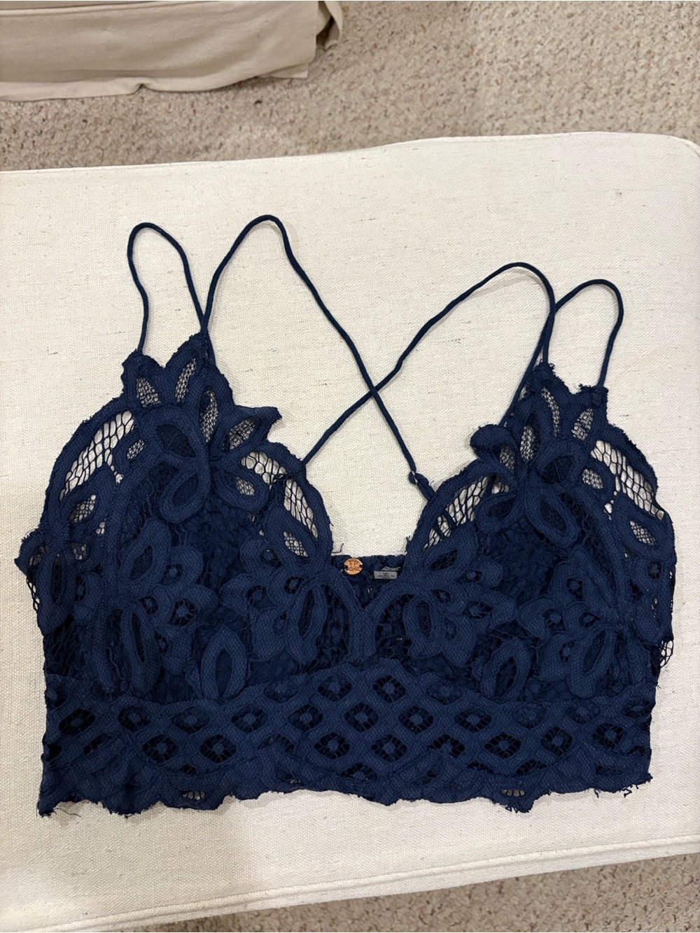 Free People Deep Navy Crochet Lace Bralette